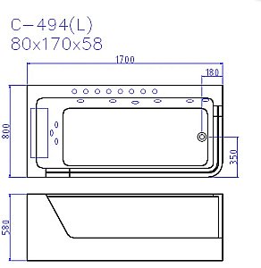 Ванна акриловая CeruttiSpa 9947 170x80 с гидромассажем белая купить в интернет-магазине Sanbest