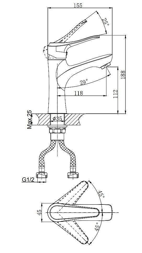 Смеситель для раковины Rush Jawa JA0735-11 купить в интернет-магазине сантехники Sanbest