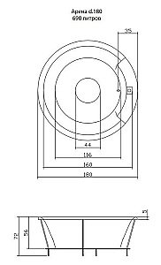 Гидромассажная ванна Aquatika Арена Basic 180х180 купить в интернет-магазине Sanbest
