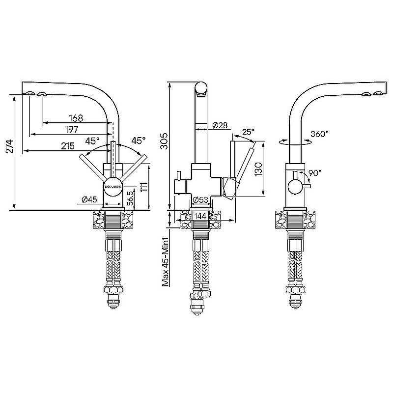 Смеситель для кухни Paulmark Essen Es213011-GR серый купить в интернет-магазине сантехники Sanbest