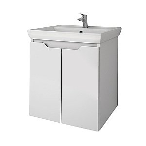 Тумба с  раковиной подвесная/напольная Dreja Q PLUS (D) 55 белый глянец для ванной в интернет-магазине Sanbest