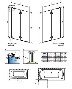 Шторка для ванны Radaway Essenza 8 SL Gold PND II 120 стекло прозрачное/профиль золото купить в интернет-магазине Sanbest