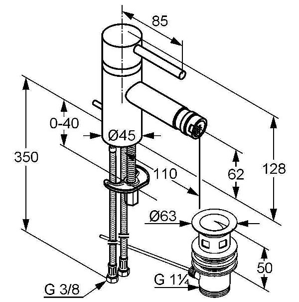 Смеситель для биде Kludi Bozz 38533N076 брашированное золото купить в интернет-магазине сантехники Sanbest
