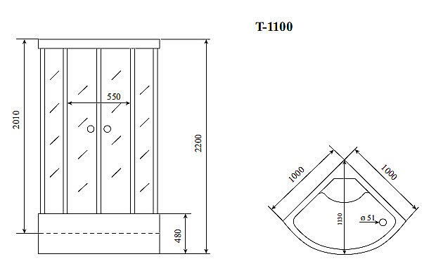Душевая кабина Timo Standart T 1100 100x100 купить в интернет-магазине Sanbest