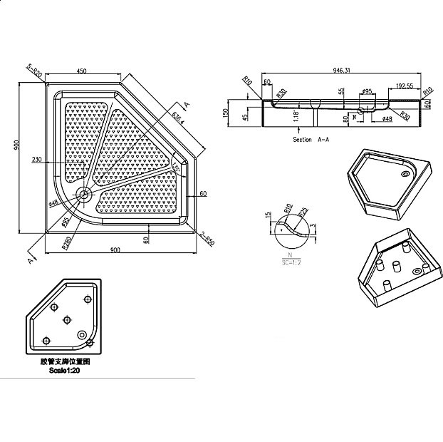 Душевой поддон Azario P39 90х90 купить в интернет-магазине Sanbest
