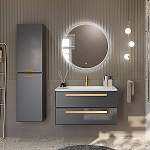 Шкаф Cezares Eco-Cer 40 ECO-1500-2A-SC-GR-P графитовый для ванной в интернет-магазине сантехники Sanbest