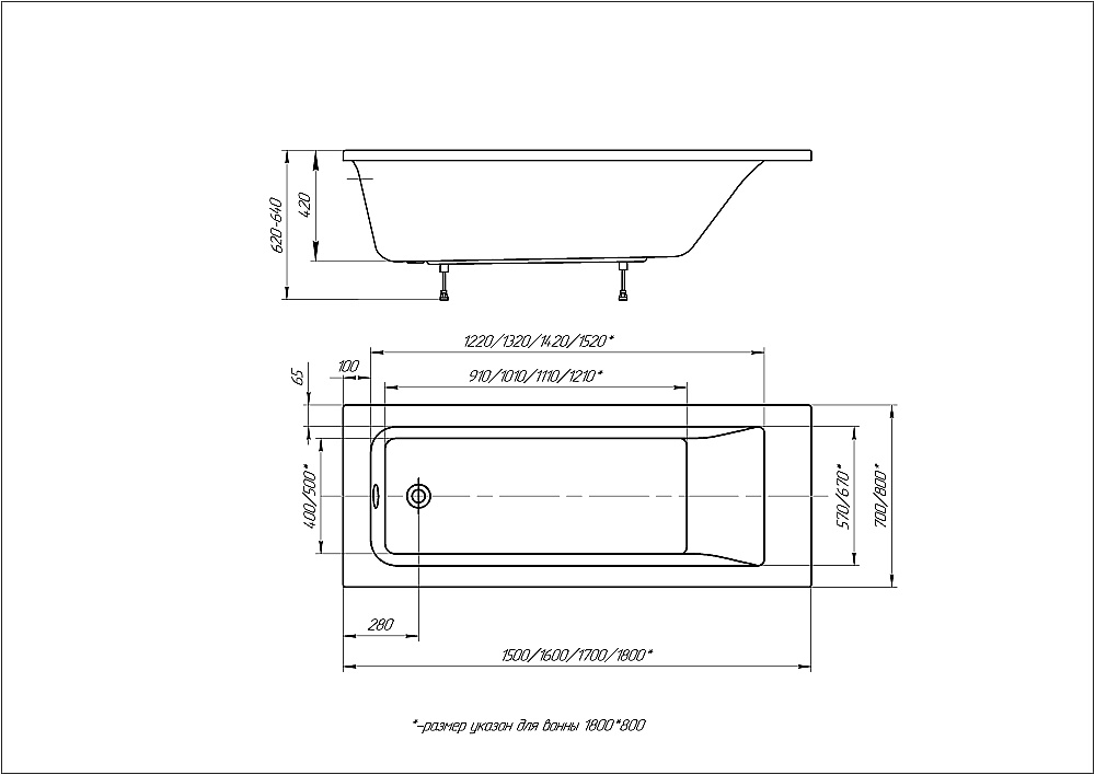 Ванна акриловая Aquatek Калибри 160х70 белая купить в интернет-магазине Sanbest