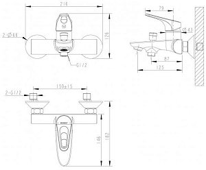 Смеситель для ванны Bravat DROP-D F648162C-B-RUS купить в интернет-магазине сантехники Sanbest