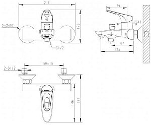 Смеситель для ванны Bravat DROP-D F648162C-B-RUS купить в интернет-магазине сантехники Sanbest