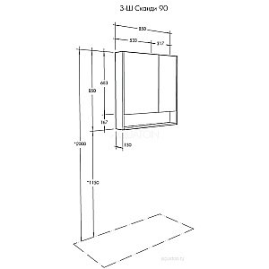 Зеркальный шкаф Акватон Сканди 90 белый/дуб верона купить в интернет-магазине сантехники Sanbest