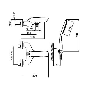 Смеситель для ванны Webert ARIA AI850101844 белый/хром купить в интернет-магазине сантехники Sanbest