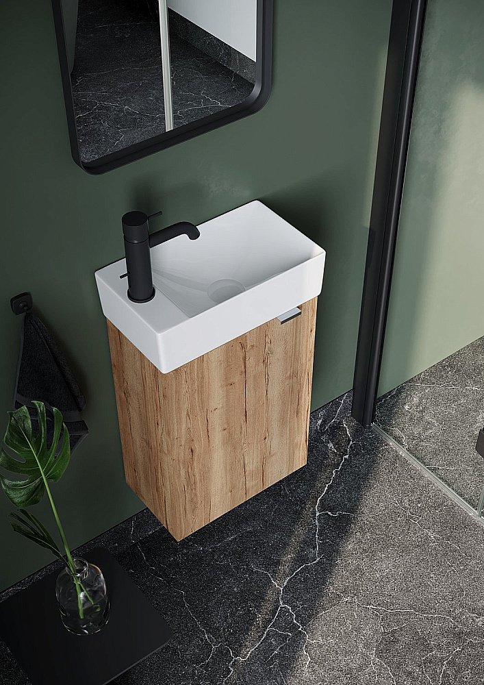 Тумба с раковиной Sancos Mini MN35EG дуб галифакс для ванной в интернет-магазине Sanbest