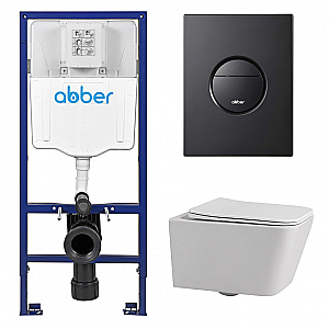 Унитаз ABBER Rechteck AC1201-AC0108-AC0126MB белый, с крышкой микролифт, с инсталляцией, безободковый купить в интернет-магазине Sanbest