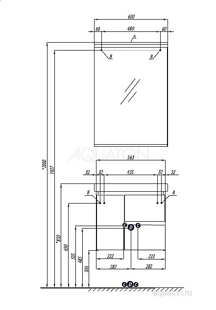 Зеркало Акватон Рене 60 белый в ванную от интернет-магазине сантехники Sanbest