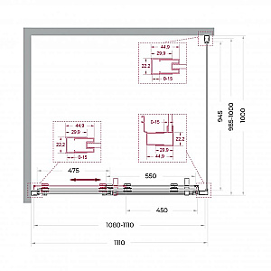Душевой уголок BelBagno Marino 2-AH-1 110x100 стекло прозрачное/профиль оружейная сталь купить в интернет-магазине Sanbest