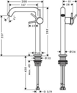Смеситель для раковины Hansgrohe Tecturis S 73370000 хром купить в интернет-магазине сантехники Sanbest