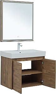 Тумба с раковиной Aquanet Nova Lite 75 с зеркалом, 2 дверцы дуб рустикальный для ванной в интернет-магазине Sanbest