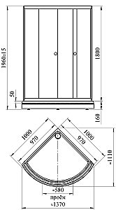 Душевой уголок Радомир Найт 100х100 с поддоном, стекло прозрачное/профиль черный купить в интернет-магазине Sanbest