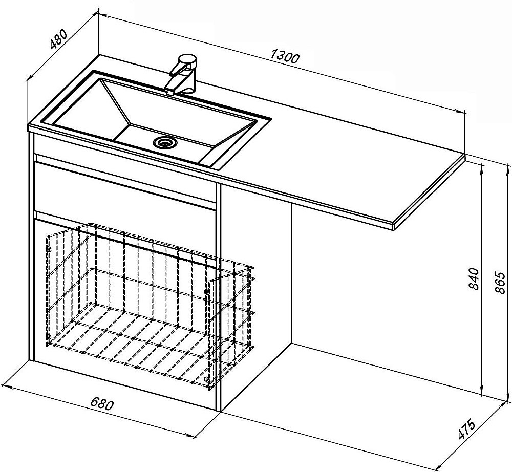 Тумба с раковиной Aquanet Токио 239291 130 белый для ванной в интернет-магазине Sanbest