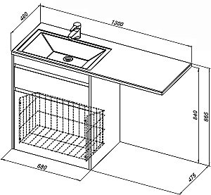 Тумба с раковиной Aquanet Токио 239291 130 белый для ванной в интернет-магазине Sanbest