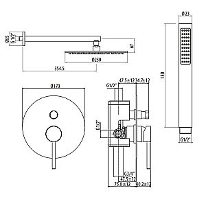 Душевая система Gattoni Circle One 9090/PDC0 купить в интернет-магазине сантехники Sanbest