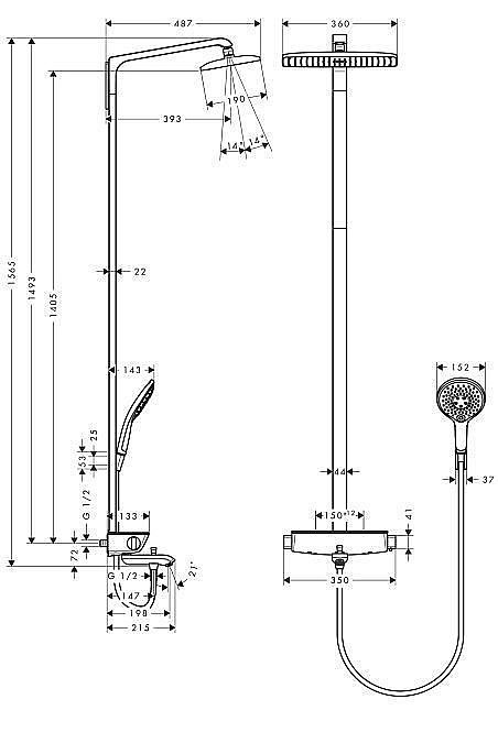 Душевая система Hansgrohe Raindance 27113400 белый/хром купить в интернет-магазине сантехники Sanbest