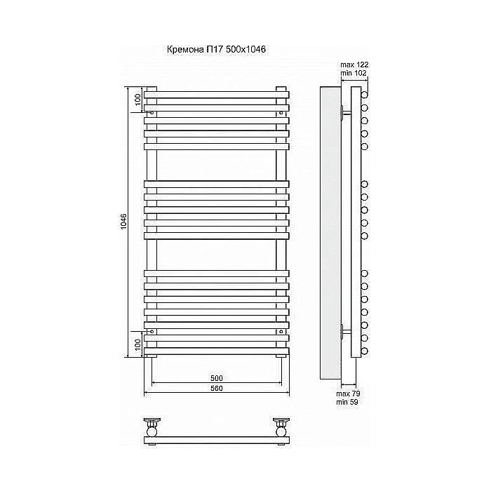 Полотенцесушитель электрический Terminus Кремона П17 500x1046 левый/правый купить в интернет-магазине сантехники Sanbest