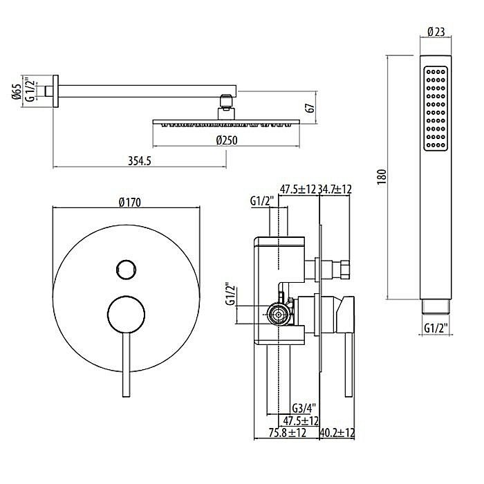Душевая система Gattoni Circle One 9090/PDC0 купить в интернет-магазине сантехники Sanbest