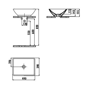 Раковина CREAVIT MINIMAL TP140-00SI00E-0000 черная купить в интернет-магазине Sanbest