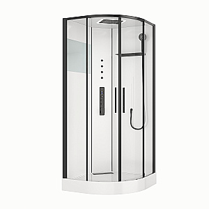 Душевая кабина Black&White Galaxy 90х90 8051GM с гидромассажем, стекло прозрачное/профиль оружейная сталь купить в интернет-магазине Sanbest
