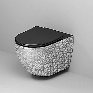 Унитаз подвесной Grossman Color GR-4411SBRS безободковый, с крышкой микролифт, серебро/декор купить в интернет-магазине Sanbest