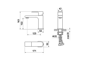 Набор смесителей Aquatek ЛИРА Set 3 в 1 (AQ1410MB+AQ1460MB+AQ2018MB) черный матовый купить в интернет-магазине сантехники Sanbest