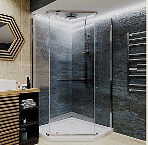 Душевой уголок CeruttiSpa Chika 100x100 CHIKA ZP101T стекло прозрачное/профиль хром купить в интернет-магазине Sanbest