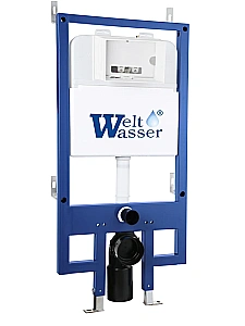 Унитаз подвесной с инсталляцией WeltWasser BAMBERG 545 + ONTARIO 520 WT + BAMBERG BL-N безободковый, смыв торнадо, с крышкой микролифт, белый/кнопка черная матовая купить в интернет-магазине Sanbest