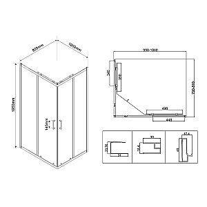 Душевой уголок Vincea City VSS-5CT8010CLGM 100х80 стекло прозрачное/профиль вороненая сталь купить в интернет-магазине Sanbest