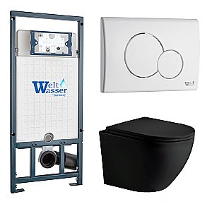 Унитаз с инсталляцией WeltWasser MARBERG 507 + MERZBACH 043 MT-BL + MAR 507 RD GL-WT купить в интернет-магазине Sanbest