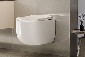 Унитаз подвесной Abber Bequem AC1104TN белый, безободковый, с крышкой микролифт, слив торнадо купить в интернет-магазине Sanbest