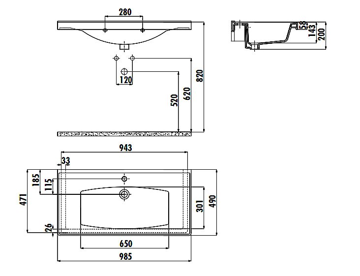 Раковина Creavit Sera 98,5 TF200-0000 белая купить в интернет-магазине Sanbest