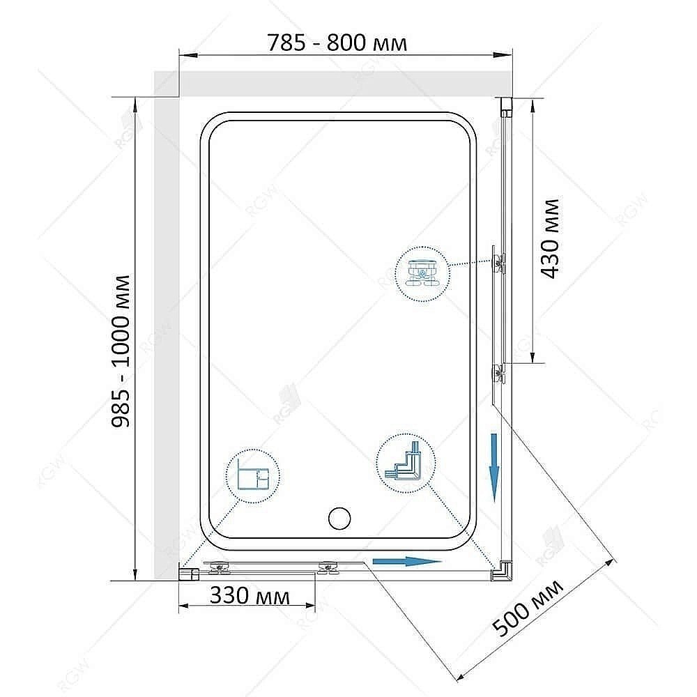 Душевой уголок RGW Classic CL-44B 80x100 купить в интернет-магазине Sanbest
