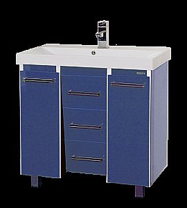 Тумба с раковиной 3 ящ. напольная Misty Джулия Qvatro 105 синяя для ванной в интернет-магазине Sanbest
