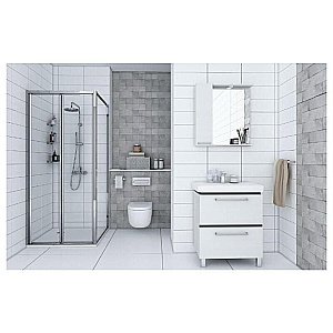 Душевой уголок Акватон Prima 80х80 + Смеситель Roca VICTORIA стекло прозрачное/профиль серебро купить в интернет-магазине Sanbest