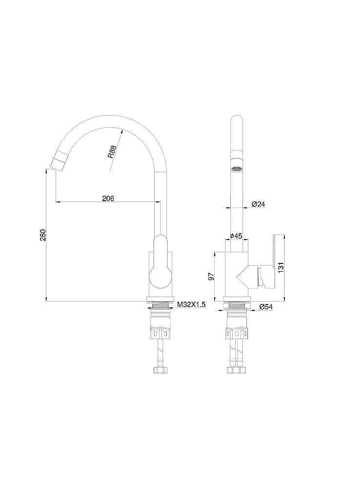 Смеситель для кухни WONZON & WOGHAND WW-AE4554-MB черный матовый купить в интернет-магазине сантехники Sanbest