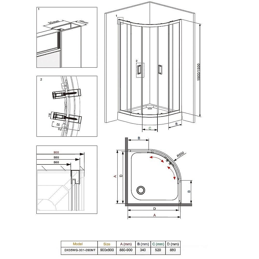 Душевой уголок Damixa Skyline DX35WG-301-090MT 90х90 купить в интернет-магазине Sanbest