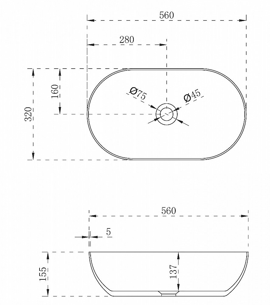 Раковина накладная ABBER Stein AS2611 56 белая матовая купить в интернет-магазине Sanbest
