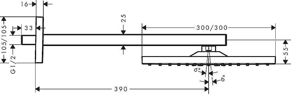 Верхний душ Hansgrohe Raindance E 300 1jet 26238670 купить в интернет-магазине сантехники Sanbest