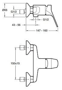 Смеситель для душа Jacob Delafon BRIVE E75765-CP купить в интернет-магазине сантехники Sanbest