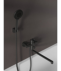 Смеситель для ванны Agger Easy A3121144 с душевым набором, черный матовый купить в интернет-магазине сантехники Sanbest