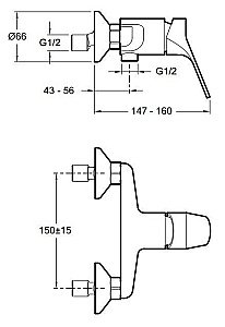 Смеситель для душа Jacob Delafon BRIVE E75765-CP купить в интернет-магазине сантехники Sanbest