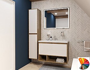 Тумба с раковиной Эстет Monaco Wood 90 подвесная 1 ящик/любой цвет тумбы и раковины под заказ для ванной в интернет-магазине Sanbest
