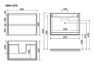 Тумба с раковиной Sancos Libra 70 LB70EG дуб галифакс натуральный для ванной в интернет-магазине Sanbest